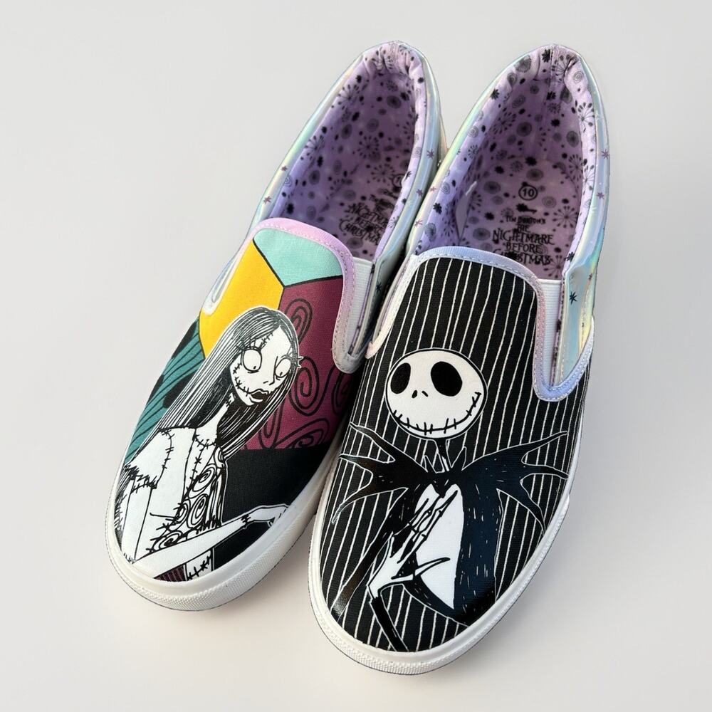 Tim Burtons Nightmare Before Christmas Jack & Sally Slip On Sneaker Sz 10